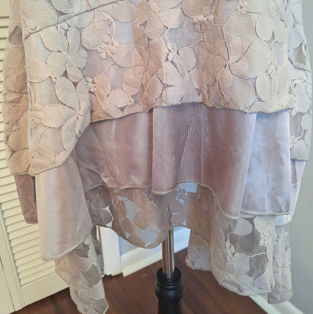 Adorn Elegant Gray Lace Layered Dress LG NWT *W - Picture 4 of 6